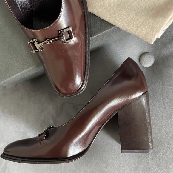 New Gucci Horsebit Brown Chunky Heels - Picture 5 of 10